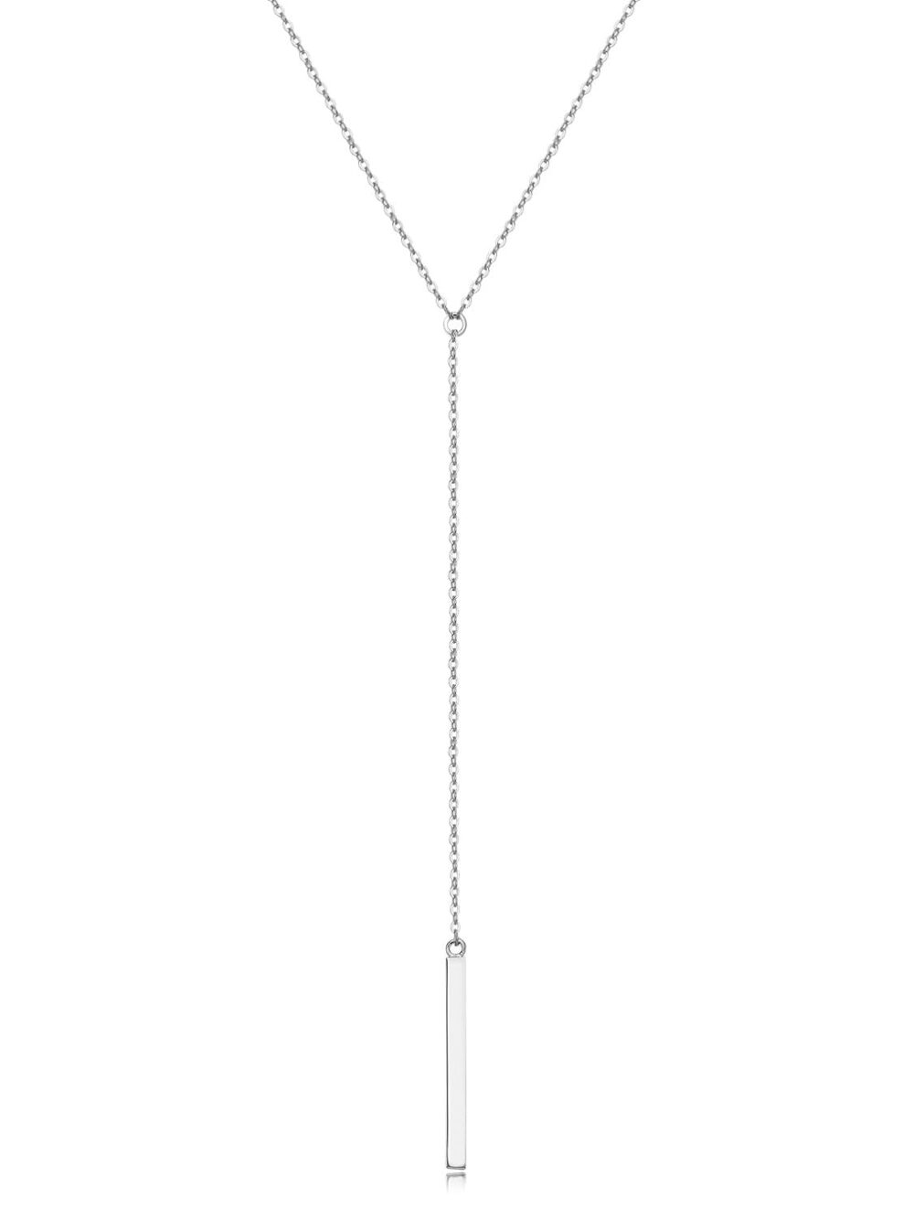 Metzakka Sterling Silver Lariat Necklace, Chic Minimalist Drop Bar Y Chain Necklace for Women