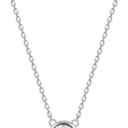 EAMTI 925 Sterling Silver Necklace for Women Cubic Zirconia Circle CZ Pendant Necklace Dainty Minimalist Jewelry Gifts for Women Extenders with Lobster Clasp Gifts for Women Anniversary Day 16 Inch