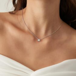 EAMTI 925 Sterling Silver Necklace for Women Cubic Zirconia Circle CZ Pendant Necklace Dainty Minimalist Jewelry Gifts for Women Extenders with Lobster Clasp Gifts for Women Anniversary Day 16 Inch - Image 6