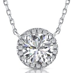 Ambica New York Solid 925 Sterling Silver Cubic Zirconia Solitaire Necklace - Faux Diamond Round Solitaire Halo Necklace – CZ Diamond Pendant Necklace- Minimalist Dainty Necklace for Women - Image 5