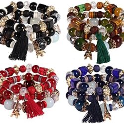 Solosoya Bohemian Boho Stackable Bracelets for Women Set, Girls Stretch Multilayer Stack Beads Colorful Beaded Charm Bracelets Girl Handmade Jewelry