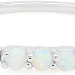 AFFY Dainty Stackable Opal Promise Ring Band in 14K Gold Over Sterling Silver, Mother's Day Jewelry Gift For Her