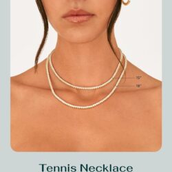 PAVOI 14K Gold Plated 3mm Simulated Diamond Tennis Necklace for Women | Tennis Chain | Chunky Long Gold Necklace for Women| Sizes 15" and 18"