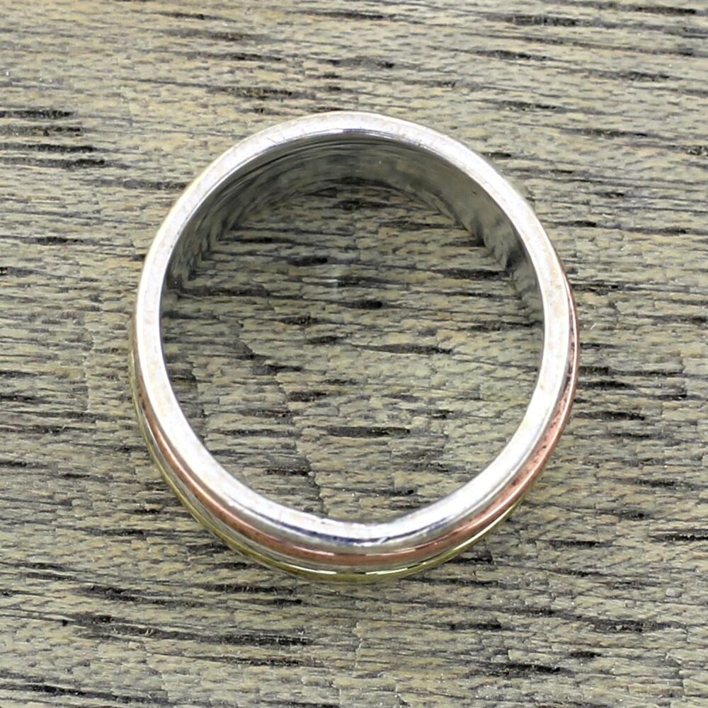 NOVICA Artisan Handmade .925 Sterling Silver Meditation Spinner Ring Simple Copper Brass Indian Modern 'Sleek Simplicity' - Image 2