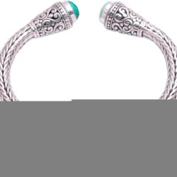 NOVICA Artisan Handmade Turquoise Cuff Bracelet Sterling Silver from Bali Natural Blue Tone Indonesia Birthstone Balinese Traditional [bracelet 6 in L (end to End) x 0.4 in W] ' Dragon Beauty' - Image 3