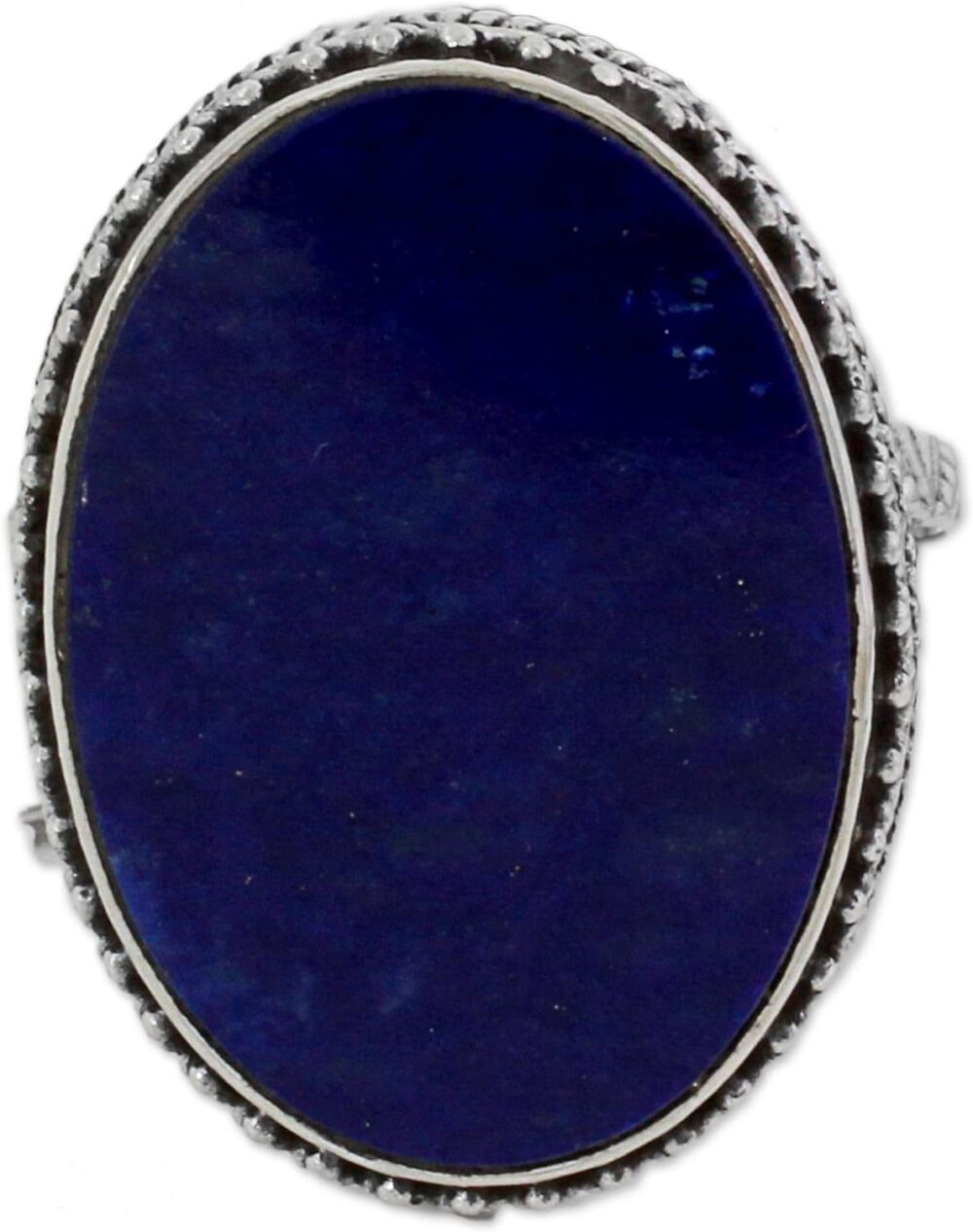 NOVICA Artisan Handmade Lapis Lazuli Cocktail Ring Blue Oval India .925 Sterling Silver Riverside Birthstone 'Pool of Memories' - Image 4