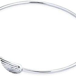 Delicate Spiritual Guardian Angel Wing Feather Stud Earrings Cartilage Ear Lobe And Bangle Cuff Bracelet For Women Teen .925 Sterling Silver - Image 2