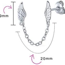 Delicate Spiritual Guardian Angel Wing Feather Stud Earrings Cartilage Ear Lobe And Bangle Cuff Bracelet For Women Teen .925 Sterling Silver - Image 11