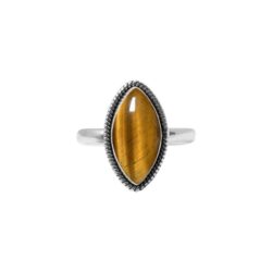 Tiger Eye Stone Ring 925 Sterling Silver Statement Ring For Women and Girls Handmade Rings Natural Marquise Gemstone Ring Promise Ring For Christmas Size US 12 Gift For Her - Image 2
