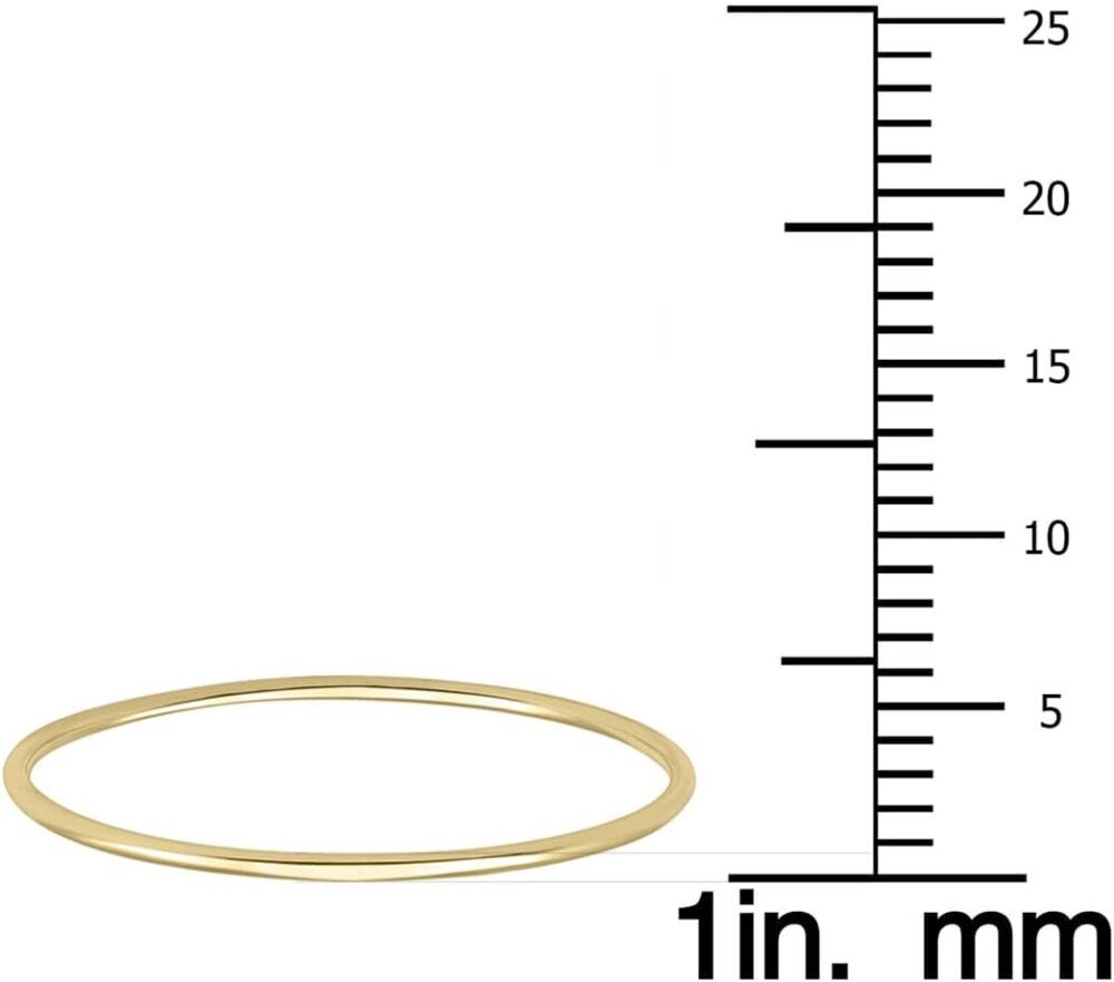 Skinny Thin Domed Stackable 14K Yellow Gold Band (.75 mm) - Also Available in 14K White Gold - Image 3