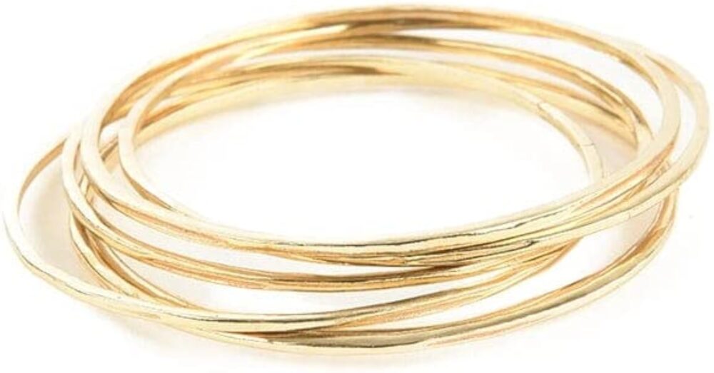 INK + ALLOY Thin Gold Bangles for Women, Katherine Boho Stackable Bracelets, Handmade Jewelry for the Modern Bohemian, Set of 6 (Gold)