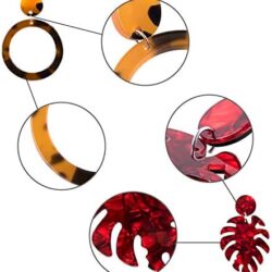 Duufin 24 Pairs Acrylic Earrings Resin Drop Dangle Earring Hoop Statement Earrings Polygonal Bohemian Fashion Jewelry Earrings for Women - Image 3