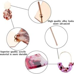 Duufin 24 Pairs Acrylic Earrings Resin Drop Dangle Earring Hoop Statement Earrings Polygonal Bohemian Fashion Jewelry Earrings for Women - Image 23
