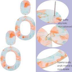 Duufin 24 Pairs Acrylic Earrings Resin Drop Dangle Earring Hoop Statement Earrings Polygonal Bohemian Fashion Jewelry Earrings for Women - Image 9