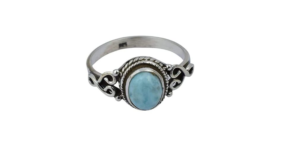 Larimar Stone Ring 925 Sterling Silver Statement Ring For Women Handmade Rings Gemstone Christmas Promise Ring Size US 11 Gift For Her - Image 2