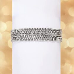 Ross-Simons Italian Sterling Silver Popcorn-Chain and Curb-Link Bracelet - Image 3