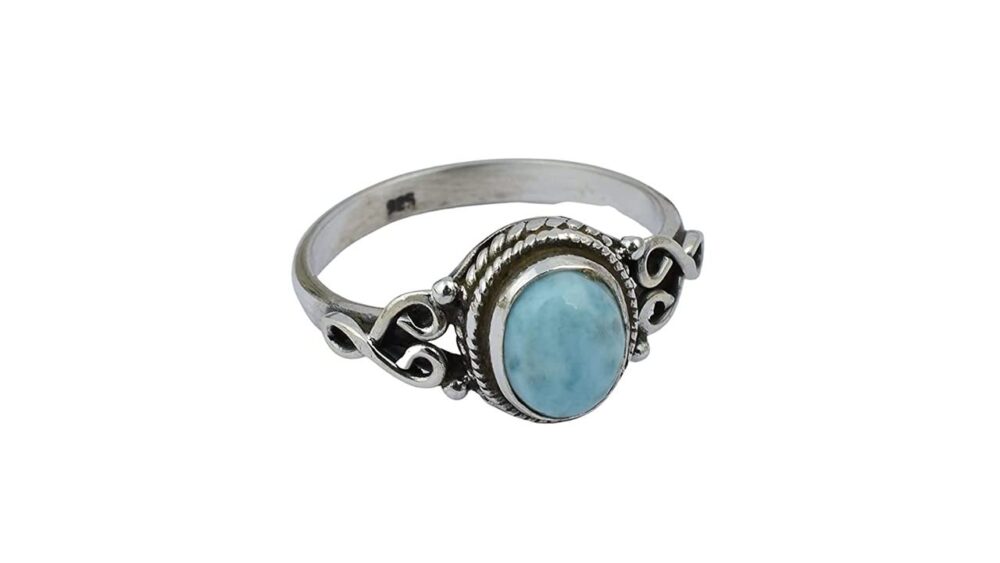 Larimar Stone Ring 925 Sterling Silver Statement Ring For Women Handmade Rings Gemstone Christmas Promise Ring Size US 11 Gift For Her - Image 4