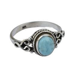 Larimar Stone Ring 925 Sterling Silver Statement Ring For Women Handmade Rings Gemstone Christmas Promise Ring Size US 11 Gift For Her - Image 4