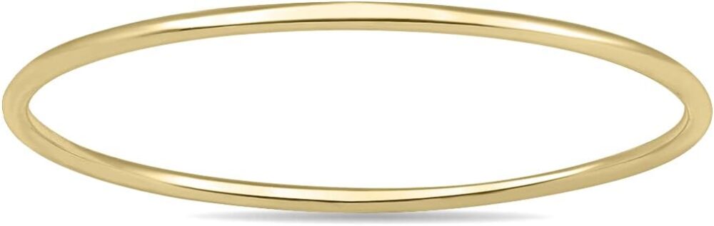 Skinny Thin Domed Stackable 14K Yellow Gold Band (.75 mm) - Also Available in 14K White Gold