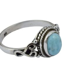 Larimar Stone Ring 925 Sterling Silver Statement Ring For Women Handmade Rings Gemstone Christmas Promise Ring Size US 11 Gift For Her