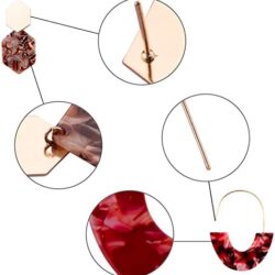 Duufin 24 Pairs Acrylic Earrings Resin Drop Dangle Earring Hoop Statement Earrings Polygonal Bohemian Fashion Jewelry Earrings for Women - Image 16