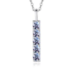 Handmade Sterling Silver Necklace Minimalist Pillar Moissanite Pendant With Gift Wrapped Box For Her Woman Wife Girlfriend Daughter Present For Birthday Valentine Wedding Anniversary
