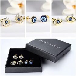 MUSECLOUD Evil Eye Earrings for Women White Gold Plated 925 Sterling Silver Evil Eye Stud Earrings Minimalist Blue CZ Eye Earrings Protection Jewelry - Image 6