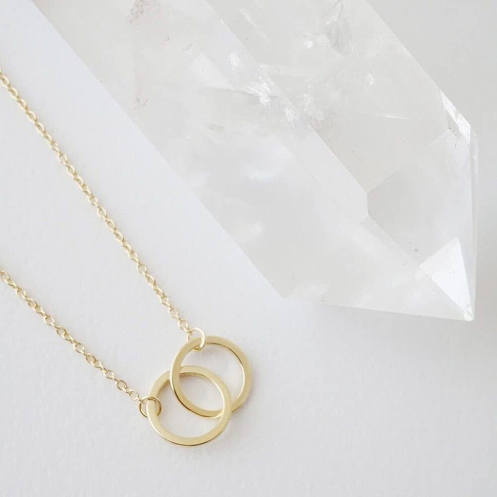 HONEYCAT Harmony Interlocking Circle Necklace in Gold, Rose Gold, or Silver | Delicate Jewelry - Image 3