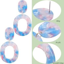 Duufin 24 Pairs Acrylic Earrings Resin Drop Dangle Earring Hoop Statement Earrings Polygonal Bohemian Fashion Jewelry Earrings for Women - Image 43