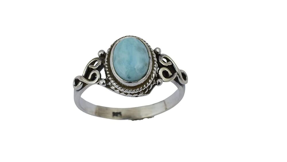 Larimar Stone Ring 925 Sterling Silver Statement Ring For Women Handmade Rings Gemstone Christmas Promise Ring Size US 11 Gift For Her - Image 3