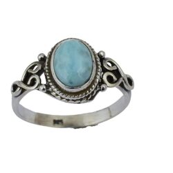 Larimar Stone Ring 925 Sterling Silver Statement Ring For Women Handmade Rings Gemstone Christmas Promise Ring Size US 11 Gift For Her - Image 3