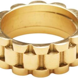 Shapes Studio 18K Gold Plated Belt Chain Ring, Gold Rings for Women, Stacking Rings, Gold Band Minimalist Style