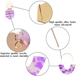 Duufin 24 Pairs Acrylic Earrings Resin Drop Dangle Earring Hoop Statement Earrings Polygonal Bohemian Fashion Jewelry Earrings for Women - Image 37