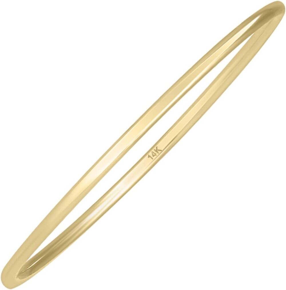 Skinny Thin Domed Stackable 14K Yellow Gold Band (.75 mm) - Also Available in 14K White Gold - Image 5