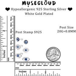 MUSECLOUD Evil Eye Earrings for Women White Gold Plated 925 Sterling Silver Evil Eye Stud Earrings Minimalist Blue CZ Eye Earrings Protection Jewelry - Image 11