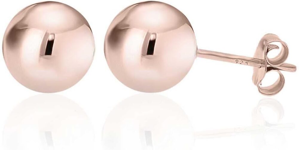 KEZEF Sterling Silver Ball Stud Earrings for Women - Hypoallergenic Lightweight Stud Earrings for Women | 2mm-16mm Ball Earrings in 14K Gold, Rose Gold or 925 Sterling Silver