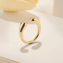 CIUNOFOR 14K Gold Plated Ring Simulated Diamond CZ Cocktail Rings for Women Gold Statement RingsWide Bands Parallel Bar Ring - Image 7