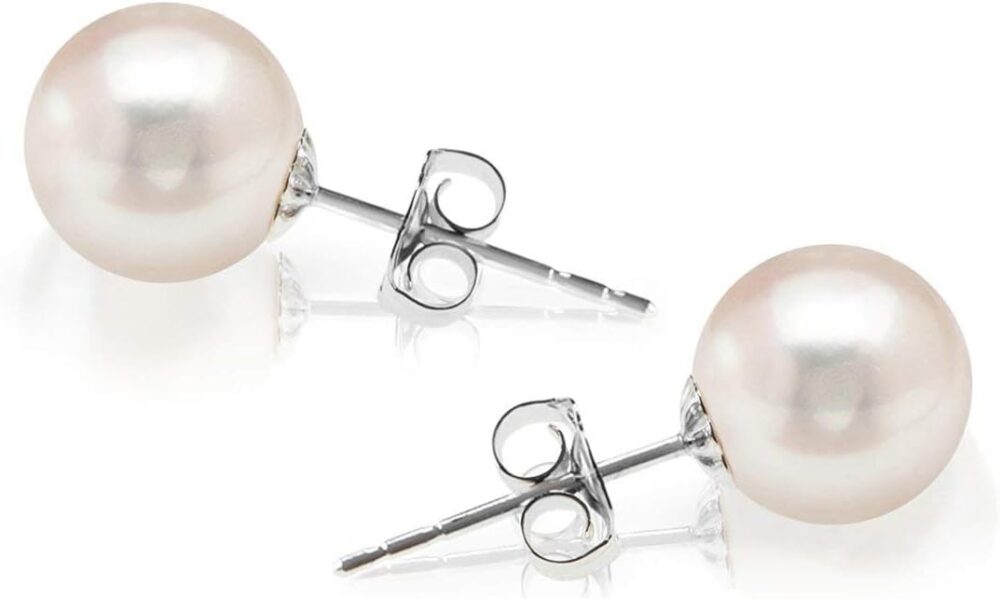 PAVOI Handpicked AAA+ 14K Gold Round White Freshwater Cultured Pearl Earrings | Pearl Earrings for Women - Image 3