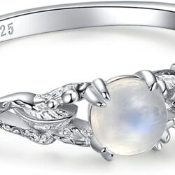 Angol Genuine Moonstone Ring Sterling Silver for Women Rainbow Moonstone Thumb Ring Minimalist Statement Band Finger Ring Dainty Trendy with Box - Image 2