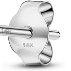 Solid 14K White Gold Round Solitaire Simulated-Birthstone Minimalist Stud Earring