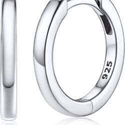 10mm Simple Hoop Earrings Women Minimalist Huggie Hoops Solid Silver Polishing Sleeping Ear Charms