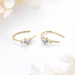 WOAINI Moissanite Huggie Hoop Earrings for Women, 925 Sterling Silver Small Open Hoops Earrings, D Color VVS1 Clarity Minimalist Tiny Cartilage Moissanite Earrings Hypoallergenic with Jewelry Box Packed - Image 3
