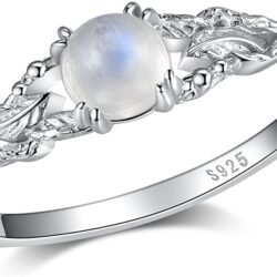 Angol Genuine Moonstone Ring Sterling Silver for Women Rainbow Moonstone Thumb Ring Minimalist Statement Band Finger Ring Dainty Trendy with Box