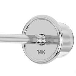 Solid 14K White Gold Round Solitaire Simulated-Birthstone Minimalist Stud Earring with Comfort Screw Backing