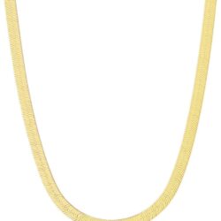 Beaux Bijoux Gold Chain Necklaces for Women | Herringbone, Paperclip, Omega Chains | Gold Plated Silver | Women's Trendy Layering Necklaces | Choose Width and Length | Gold Necklaces for Women