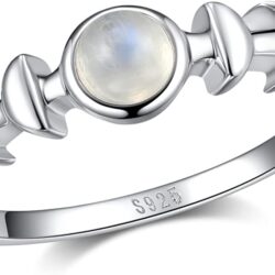 Angol Genuine Moonstone Ring Sterling Silver Moon Phase Ring Triple Goddess Moonstone Statement Band Finger Minimalist Ring for Women Girls with Gift Box