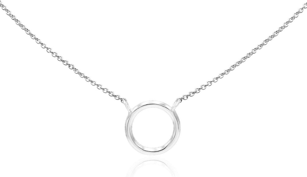 SEA OF ICE Sterling Silver Minimalist Karma Open Circle Open Circle Necklace For Women, 18" Rolo Chain