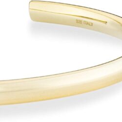 Miabella 925 Sterling Silver or 18Kt Yellow Gold Over Silver Italian Adjustable 4mm Open Cuff Polished Bangle Bracelet for Women 7.25-7.5 Inch, Made in Italy - Image 4