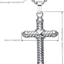 BIYONGDE Knot Cross Necklace Pendant, 20 Inches Chain Necklace, Mens Womens, Stainless Steel, Minimalist - Image 2