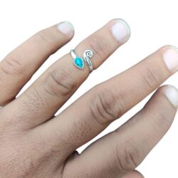 Turquoise Stone Toe Ring, 925 Sterling Silver Toe Ring, Adjustable toering, Bohemian Toe Ring, Silver Ring, Toe Jewellery, Gypsy Toe Ring, Gemstone toe ring for women and girls - Image 9